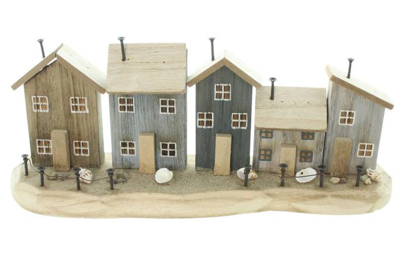 Frank Flechtwaren Dekoobjekt Dekoobjekt Strandpromenade Holz Häuser – maritime Sommerdeko von Frank Flechtwaren