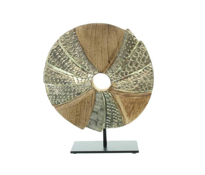 Frank Flechtwaren Dekoobjekt Skulptur Circle Mango Holz Aluminium silber Ø 24cm von Frank Flechtwaren