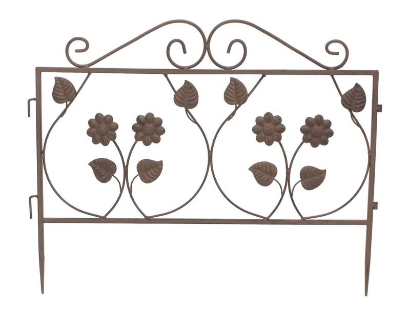 Frank Flechtwaren Dekoobjekt Steckzaun Blume Metall braun 57x45cm – Dekozaun von Frank Flechtwaren