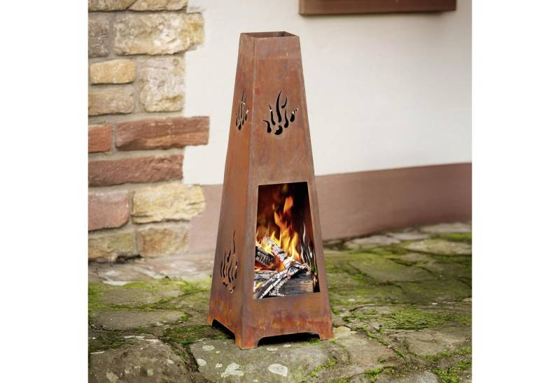 Frank Flechtwaren Dekosäule Deko-Säule Flamme Metall Rost-Optik – Feuerkorb von Frank Flechtwaren