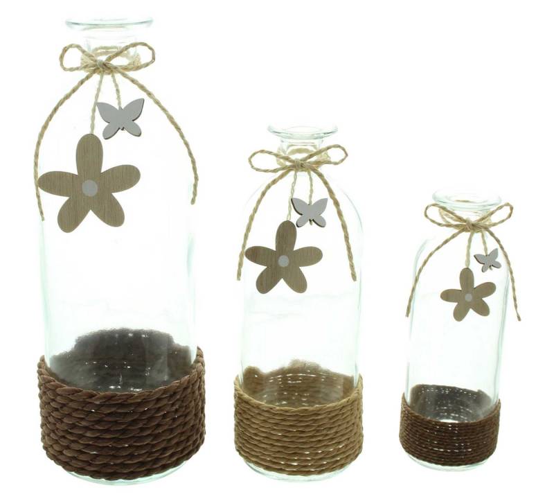 Frank Flechtwaren Dekovase, Dekovase Blume & Schmetterling 3er Set von Frank Flechtwaren