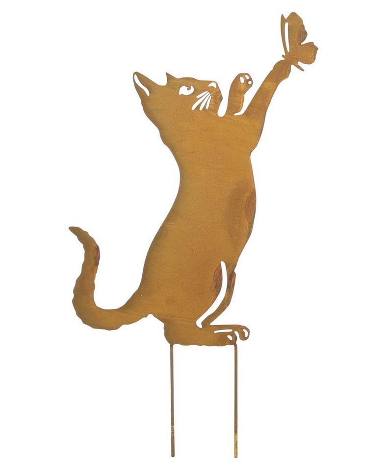 Frank Flechtwaren Gartenstecker Gartenstecker "Katze mit Schmetterling" von Frank Flechtwaren