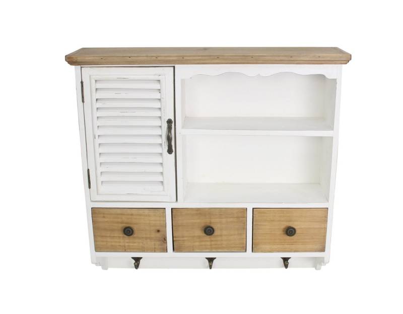 Frank Flechtwaren Hängeschrank Hängeschrank White Cottage Holz weiß Shabby Look – Wandschrank von Frank Flechtwaren