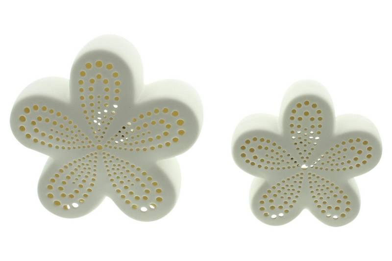 Frank Flechtwaren LED Dekoobjekt LED-Blume "White", 2er Set von Frank Flechtwaren