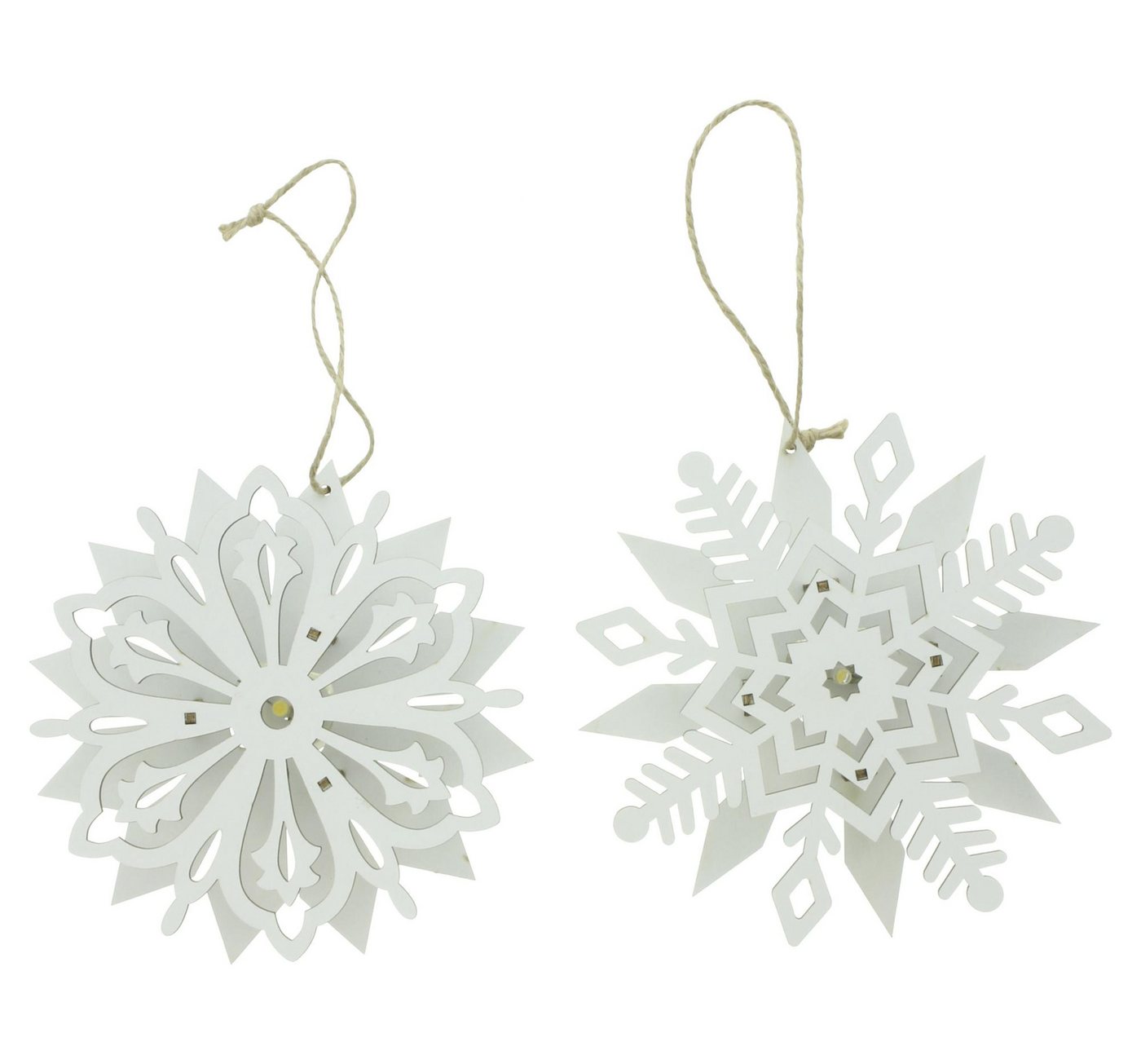 Frank Flechtwaren LED Dekoobjekt LED-Hänger "Schneeflocke", 2er Set von Frank Flechtwaren