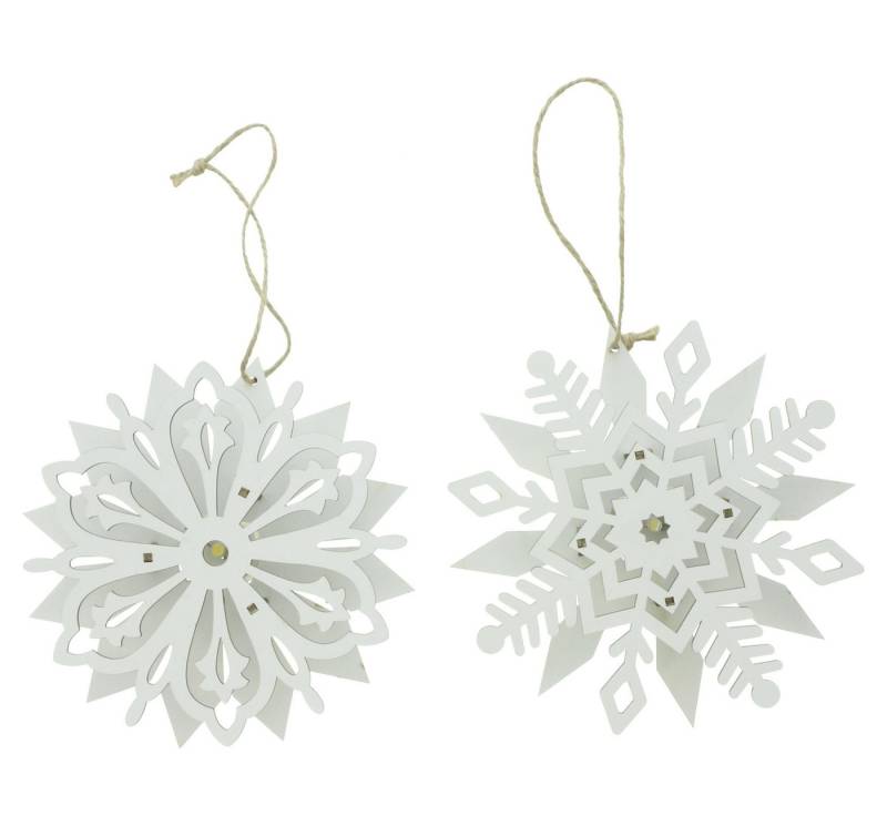 Frank Flechtwaren LED Dekoobjekt LED-Hänger "Schneeflocke", 2er Set von Frank Flechtwaren