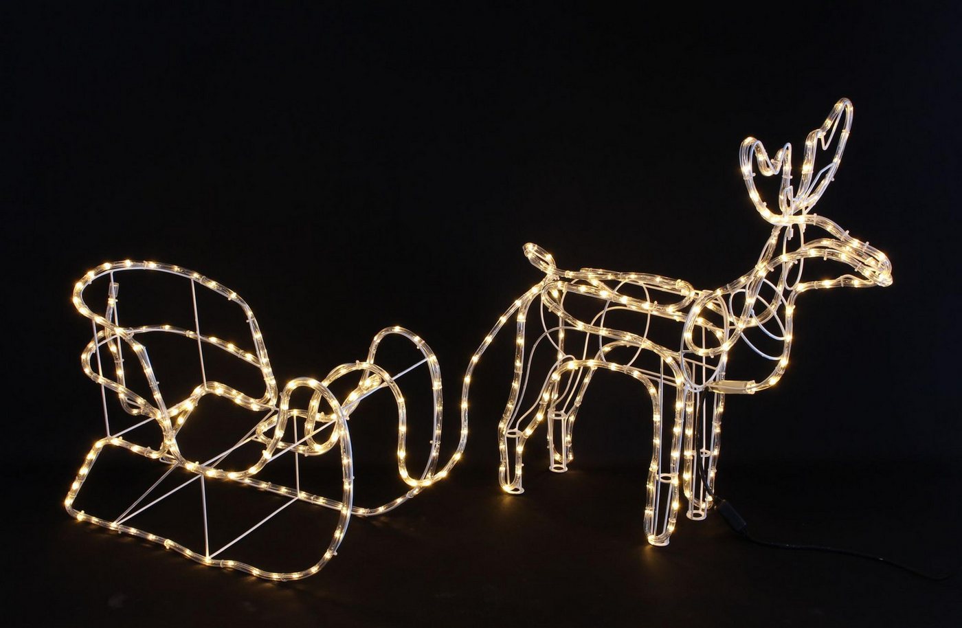 Frank Flechtwaren LED Gartenleuchte LED-Deko "Rentier mit Schlitten" von Frank Flechtwaren
