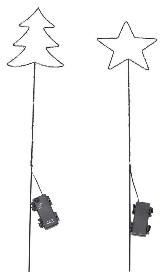 Frank Flechtwaren LED Gartenleuchte LED-Stecker "Tanne & Stern", 2er Set von Frank Flechtwaren