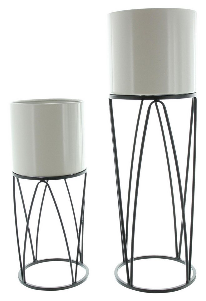 Frank Flechtwaren Pflanzeinsatz 2x Übertopf Retro Metallgestell schwarz creme – Pflanzgefäß Frank Flechtwaren Pflanzeinsatz 2x Übertopf Retro Metallgestell schwarz creme – Pflanzgefäß von Frank Flechtwaren