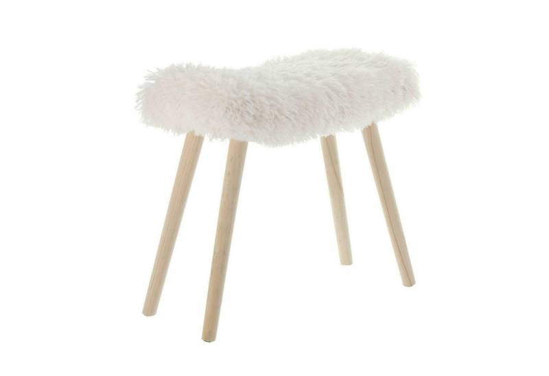 Frank Flechtwaren Sitzhocker Hocker Kuschelfell Kunstfell creme weiß Holzbeine von Frank Flechtwaren
