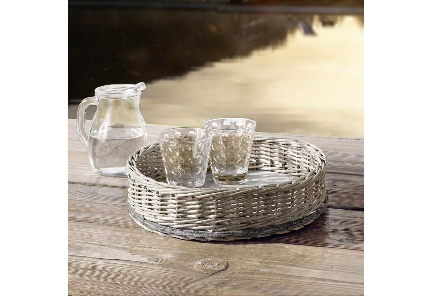 Frank Flechtwaren Tablett Tablettkorb Weide Shabby Look grau rund – Serviertablett Frank Flechtwaren Tablett Tablettkorb Weide Shabby Look grau rund – Serviertablett von Frank Flechtwaren