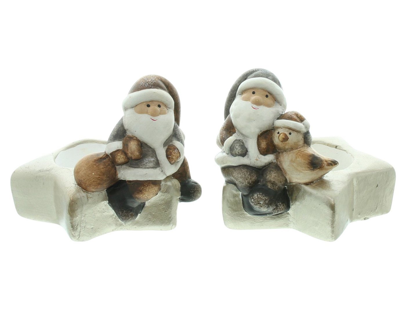 Frank Flechtwaren Teelichthalter, Teelichthalter Stern mit Santa 2er Set von Frank Flechtwaren