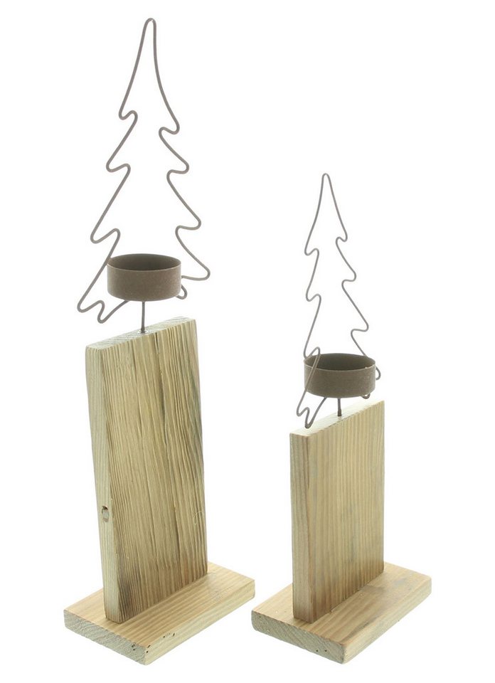 Frank Flechtwaren Teelichthalter, Teelichtsäule Tanne 2er Set von Frank Flechtwaren