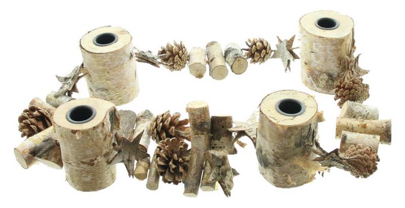 Frank Flechtwaren Tischkerzenhalter Kerzenhalter Birke Girlande 4 Kerzenständer – Lichterkette Holz von Frank Flechtwaren