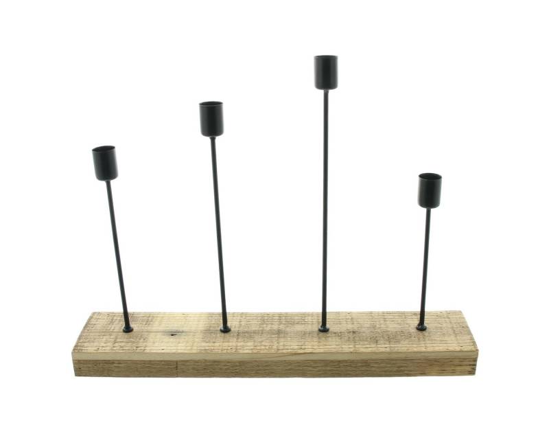 Frank Flechtwaren Tischkerzenhalter Kerzenhalter Pure Rustic Metall schwarz recyceltes Holz von Frank Flechtwaren