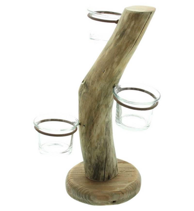 Frank Flechtwaren Tischkerzenhalter Teelichthalter Baum Holz 3 Teelichtgläser 28cm von Frank Flechtwaren