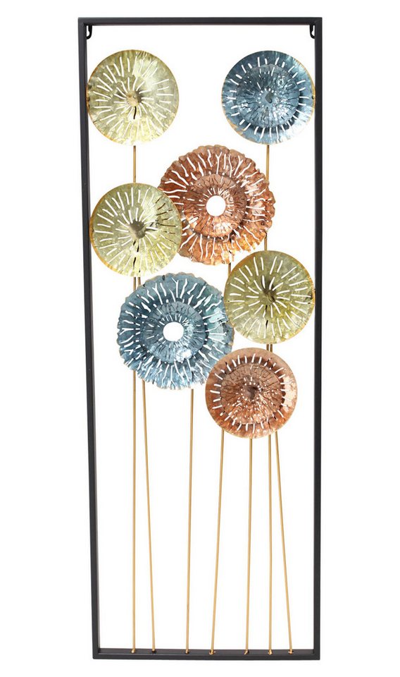 Frank Flechtwaren Wanddekoobjekt 3D Wandbild Metallic-Blumen Metall 34x95cm – Wanddeko von Frank Flechtwaren