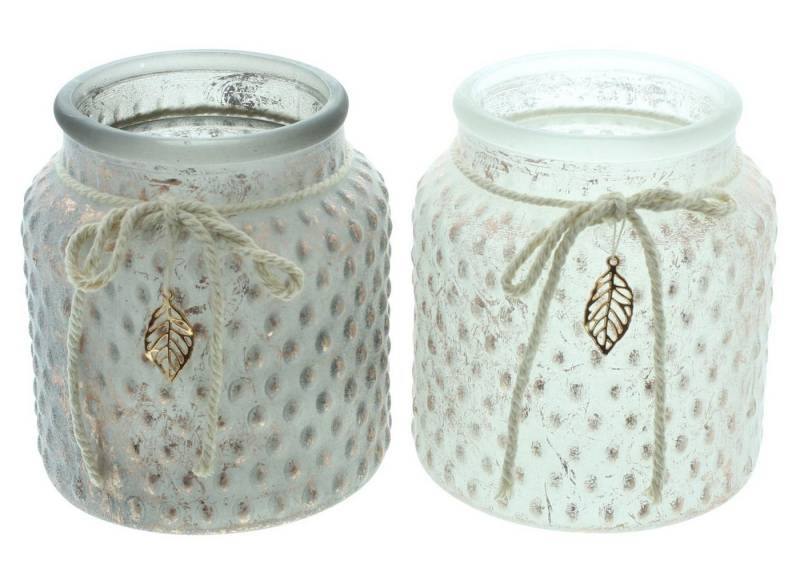 Frank Flechtwaren Windlicht 2x Windlicht Kupfer satiniertes Glas Ø 9x9cm – Dekoglas von Frank Flechtwaren