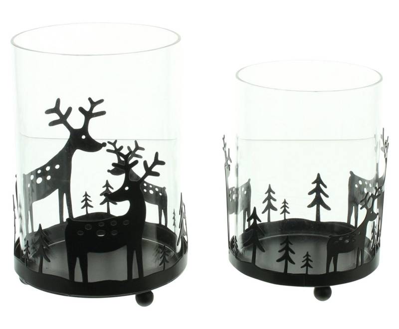 Frank Flechtwaren Windlicht Windlicht "Rentier im Wald", 2er Set von Frank Flechtwaren
