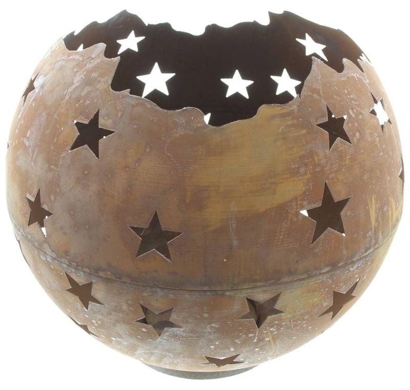 Frank Flechtwaren Windlicht Windlicht Sternenhimmel Metall Echtrost Ø 40cm – Outdoor von Frank Flechtwaren