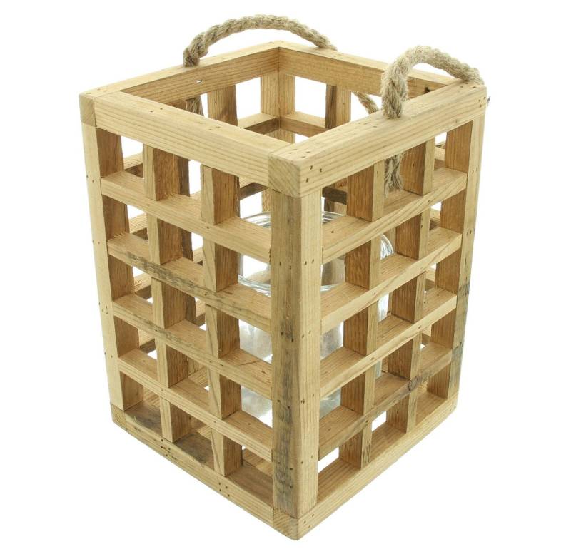 Frank Flechtwaren Windlicht Windlicht Wood recyceltes Holz & Glas 24cm von Frank Flechtwaren