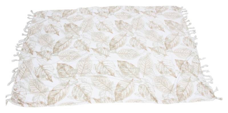 Wohndecke Kuscheldecke Blätter weich 140x200cm weiß – Flanell Decke, Frank Flechtwaren von Frank Flechtwaren