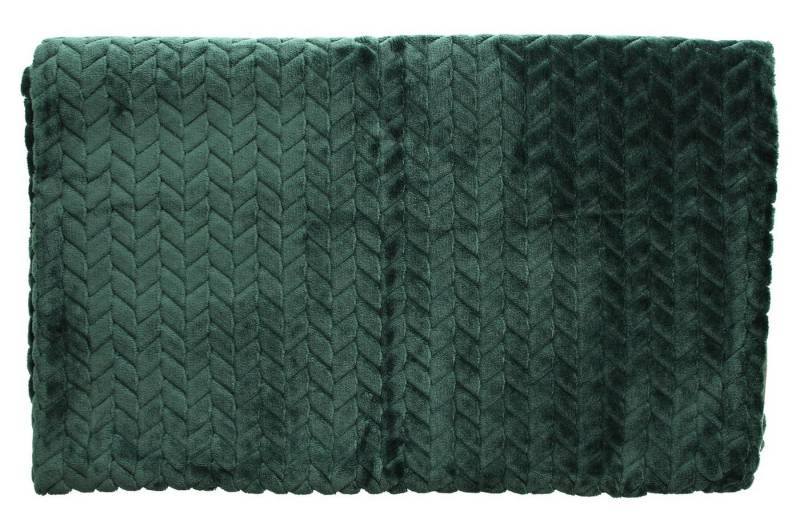 Wohndecke Kuscheldecke Samt 130x160cm grün Flechtoptik – Sofadecke, Frank Flechtwaren von Frank Flechtwaren