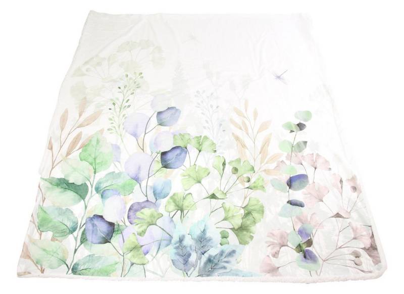 Wohndecke Kuscheldecke Symphonie weiß floral 130x148cm, Frank Flechtwaren von Frank Flechtwaren