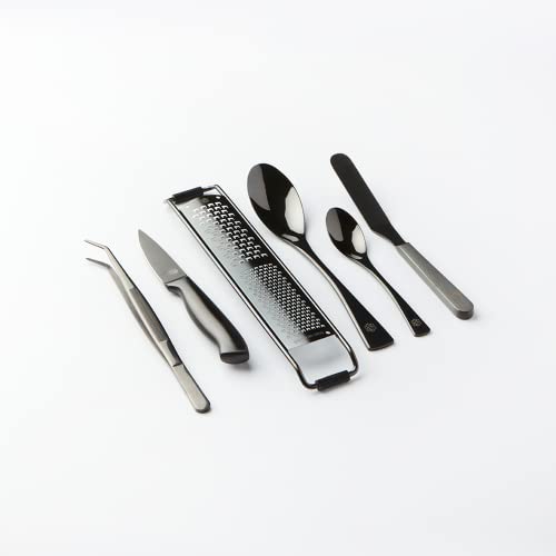 Chef Frank Haasnoot Plattier-Set | Utensilienset Deluxe | Schwarz | 6 Stück hochwertige Werkzeuge im Koffer | Kulinarisches Set | Pinzette und Quenelle-Löffel zum Garnieren | Plating Tools von Frank Haasnoot Shop FH