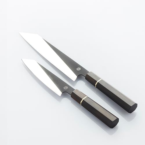 Frank Haasnoot Kochmesser | Japanisches Kochmesser-Set | 22 & 16 cm | Bestes zweiteiliges Küchenmesser | Kochmesser & Schälmesser | Edelstahl | Holzgriff | Mit Verpackung | Professionelles Kochen von Frank Haasnoot Shop FH