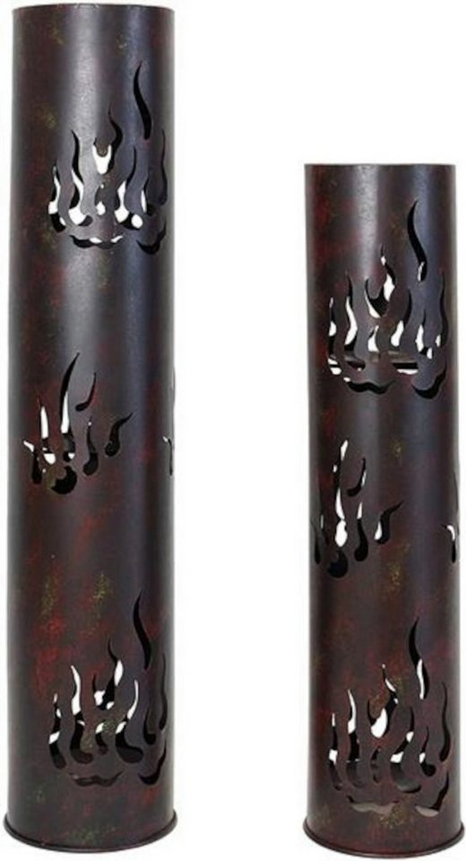 Frank Handels Standkerzenhalter Windlicht-Säule Flammen, 2er-Set, 18 x 80 cm, 20 x 99 cm von Frank Handels