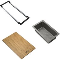 Franke ALL-IN Zubehör Set1 Teleskopbrücke, Rüstbrett Bambus 320X200x18mm, Abtropfbecken sanitized 297x173x95mm (ALLINSET-1) von Franke