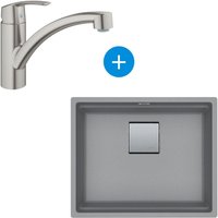 Kubus Set Unterbauspüle 56x46cm Fragranit+, Steingrau + Grohe Einhebelmischer SuperSteel (125.0512.507-DC1) - Franke von Franke