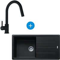 Set Basis Spüle 97x50cm mit reversibler Abtropffläche, Fragranit, Mattschwarz + Schwanenhalsmischer, mit herausziehbarer Handbra - Franke Set Basis Spüle 97x50cm mit reversibler Abtropffläche, Fragranit, Mattschwarz + Schwanenhalsmischer, mit herausziehbarer Handbra - Franke von Franke