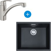Set Sirius Unterbauspüle 52,5x44cm Tectonite®, Mattschwarz + Grohe SuperSteel Einhebelmischer (125.0363.789-DC1) - Franke von Franke