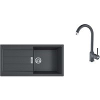 Sets - set T78, Tectonite-Spüle S2D 611-100 mit Armatur fp 9000.099, Schwarz/Graphit 143.0616.934 - Franke von Franke