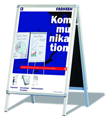 Franken BSA0 Kundenstopper (Standard, DIN A0, Informationstafel mit Schnellwechselrahmen) silber von Franken