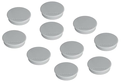 FRANKEN Magnete Stark Rund, 10 Stück, Hochwertige Haftmagnete für Büro, Haushalt, Werkstatt mit hoher Haftkraft, ideal für Whiteboards, Kühlschrank, Plantafeln oder Schaukästen, 38 mm, Grau, HMS36 12 von Franken