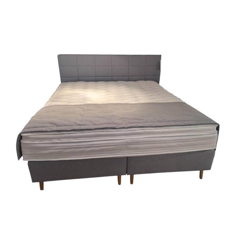 Boxspringbett Silver Express Stoff A 1104 Grau Füße Holz Mit Partnermatratze Und... von Frankenstolz