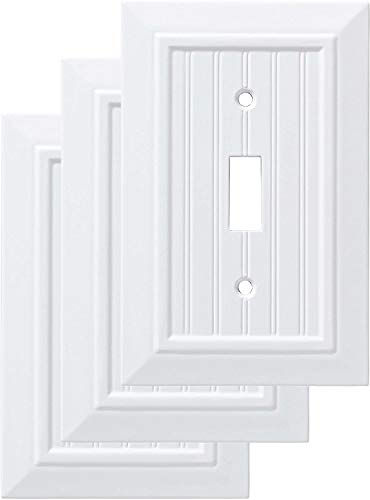 Franklin Brass W35265V-PW-C Classic Beadboard Single Switch Wall Plate/Switch Plate/Cover (3 Pack), Pure White von Franklin Brass