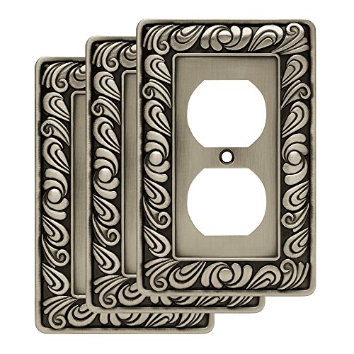 Franklin Brass W10110V-BSP-R Paisley Single Duplex Outlet Wall Plate/Switch Plate/Cover, Brushed Satin Pewter, 3 Pack, Franklin Brass W10110V-BSP-R Paisley Single Duplex Outlet Wall Plate/Switch Plate/Cover, Brushed Satin Pewter, 3 Pack, von Franklin Brass
