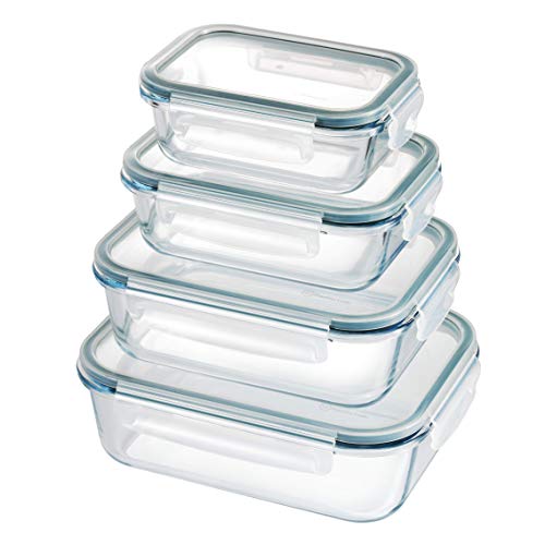 Franklin Lade® 4-teiliges Glas-Frischhaltedosen-Set | BPA-freie, Luftdichte, Auslaufsichere Deckel | Perfekte Meal Prep Lunchboxen | Mikrowellen-, Ofen, Gefrierschrank & Spülmaschinenfest von Franklin Lade