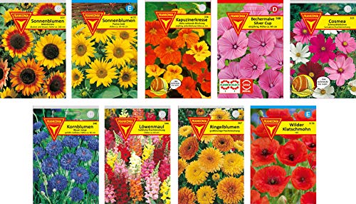 Blumen Samen Set: Sommerblumensamen Sortiment/Farbenfrohe Blumenwiese / 9 verschiedene Sommerblumensamen/Für Garten und Hochbeet von Frankonia