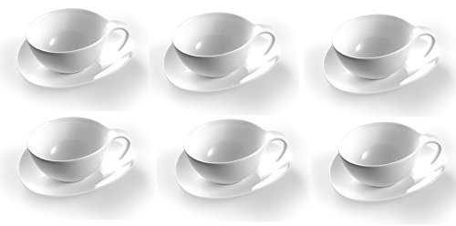 Franquihogar Ovum - Set aus 6 großen Tassen mit Untertassen, Spezialporzellan für Kräutertee, Tee und Kaffe. von Franquihogar
