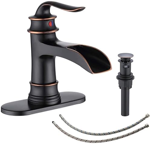 FRANSITON Wasserfall-Wasserhahn, Badezimmer-Wasserhahn, Einhandgriff, Einloch, ölgerieben, Bronze-Finish, großer Auslauf, WC-Armaturen, ölgerieben, Bronze, Wasserfall-Wasserhahn FRANSITON Wasserfall-Wasserhahn, Badezimmer-Wasserhahn, Einhandgriff, Einloch, ölgerieben, Bronze-Finish, großer Auslauf, WC-Armaturen, ölgerieben, Bronze, Wasserfall-Wasserhahn von Fransiton
