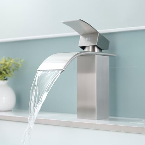 Fransiton Wasserhahn Bad, Wasserfall Waschtischarmatur mit Auslauf Höhe 60MM, Einhebelmischer für Kaltes und Warmes Wasser im Badezimmer (Edelstahl) von Fransiton