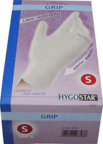 Franz Mensch Latexhandschuh GRIP weiß S puderfrei, S (100er Pack) von franz mensch