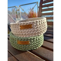 Moderner Brötchenkorb Brotkorb Küchenhelfer Häkelkorb Geschenkidee Aufbewahrungskorb Utensilo Präsentkorb Gehäkelt von FranziHandmadeMS