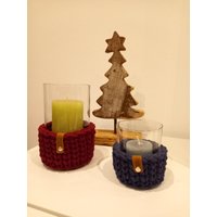 Windlicht Umhäkelt Kerze Teelicht Kerzenglas Korb Gehäkelt Muttertag von FranziHandmadeMS