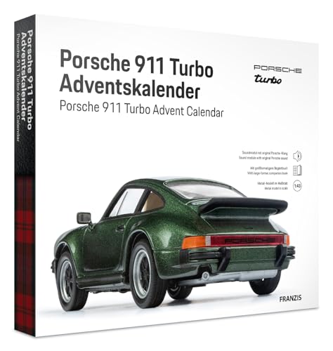FRANZIS 67233 - Porsche 911 Turbo Adventskalender - Modellbausatz im Maßstab 1:43, inkl. Soundmodul und 52-seitigem Begleitbuch von Franzis